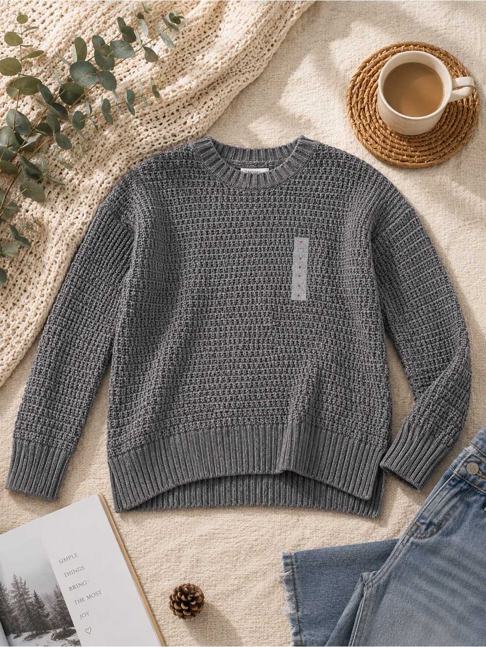 Old Navy Chunky Crewneck Sweater - Charcoal Gray